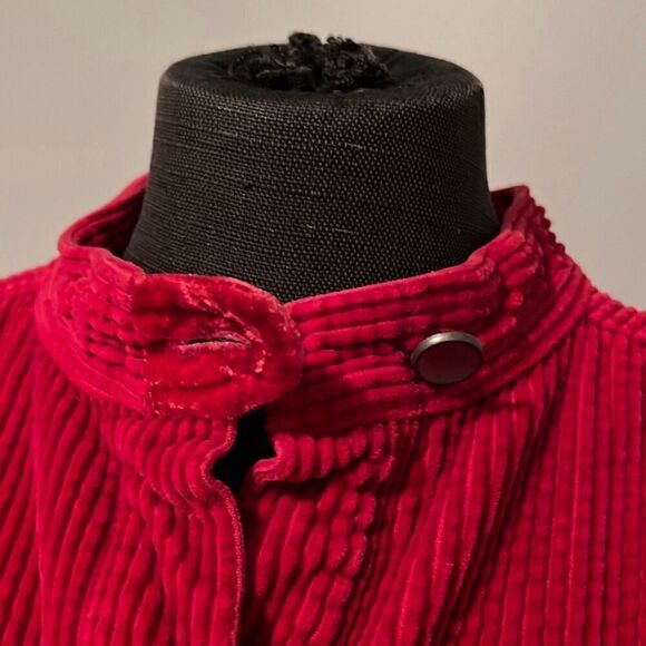 J. Jill Women’s Red Velvet Long Sleeve Button Up Corduroy Jacket - Picture 2 of 9